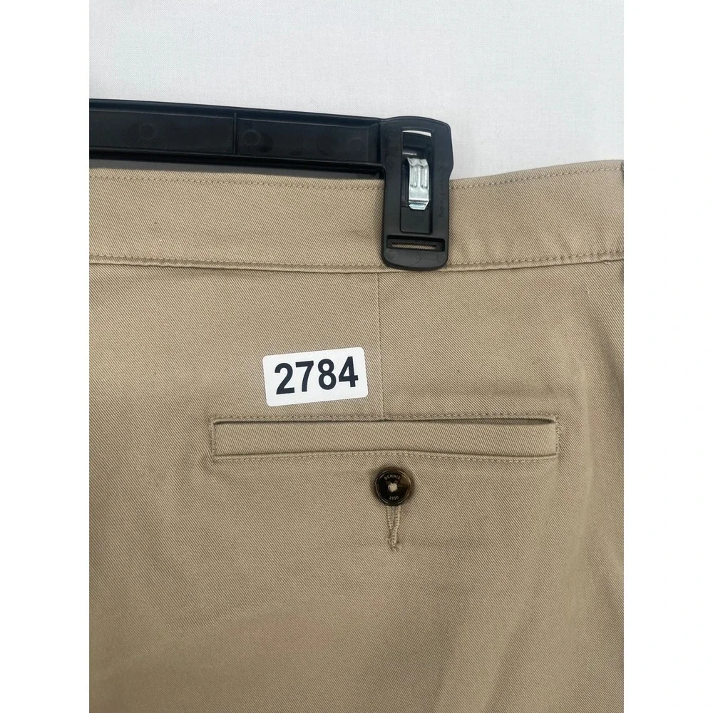 Dennis Chino Pants Mens 36x32 Flat Front Stretch Twill Khaki Tan 078500